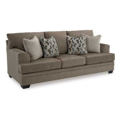 Ead Queen Size Sofa Sleeper, 4 Accent Pillows, Nutmeg Brown Polyester