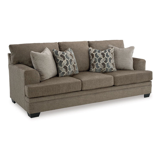 Ead Queen Size Sofa Sleeper, 4 Accent Pillows, Nutmeg Brown Polyester