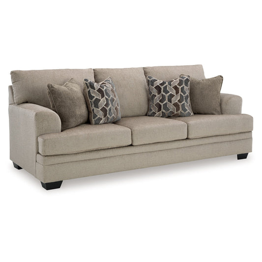 Ead Sofa, 4 Accent Pillows, Taupe Brown Polyester, Sag Resistant