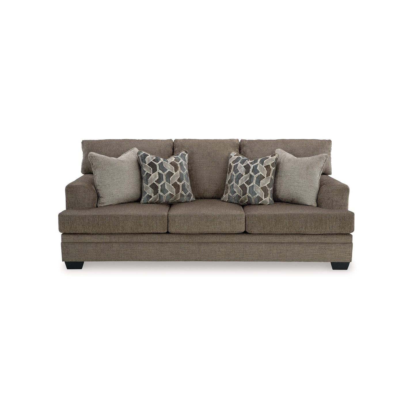 Ead Sofa, 4 Accent Throw Pillows, Foam, Nutmeg Brown Polyester 92 Inch
