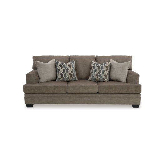 Ead Sofa, 4 Accent Throw Pillows, Foam, Nutmeg Brown Polyester 92 Inch