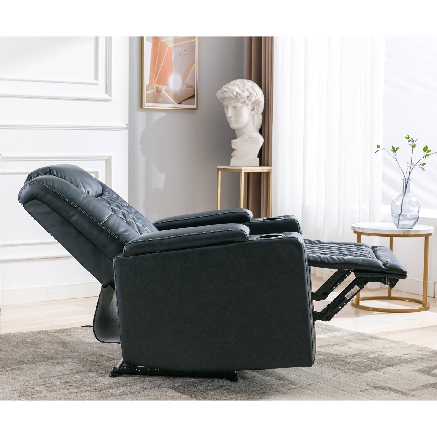 Leather Electric Power Recliner Chair with USB Ports and Cup Holders