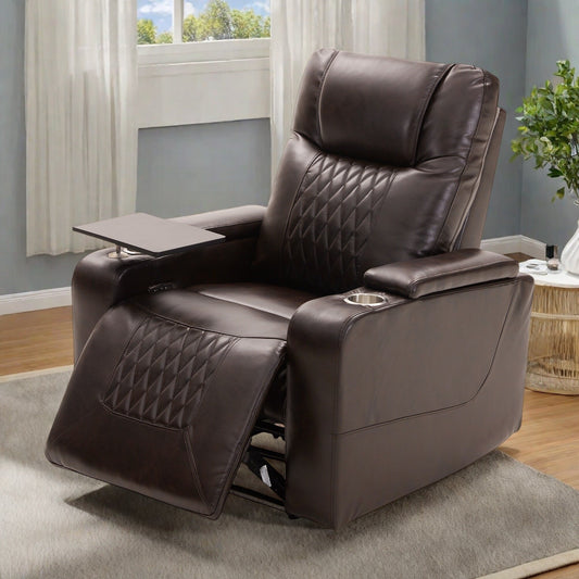 Electric Power Recliner with USB Charging, 360° Swivel Tray, Dual Cup Holders and Arm Storage