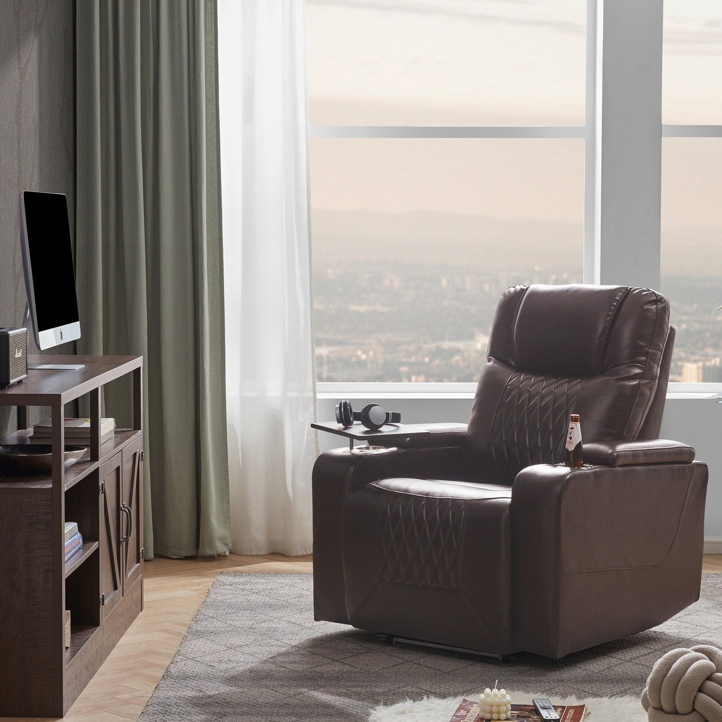 Electric Power Recliner with USB, Swivel Tray & Arm Storage