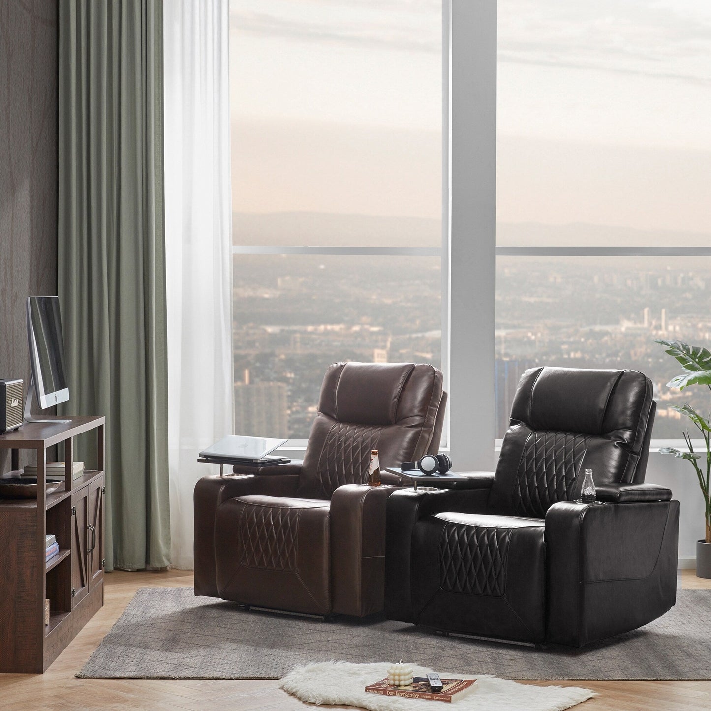 Electric Power Recliner with USB, Swivel Tray & Arm Storage