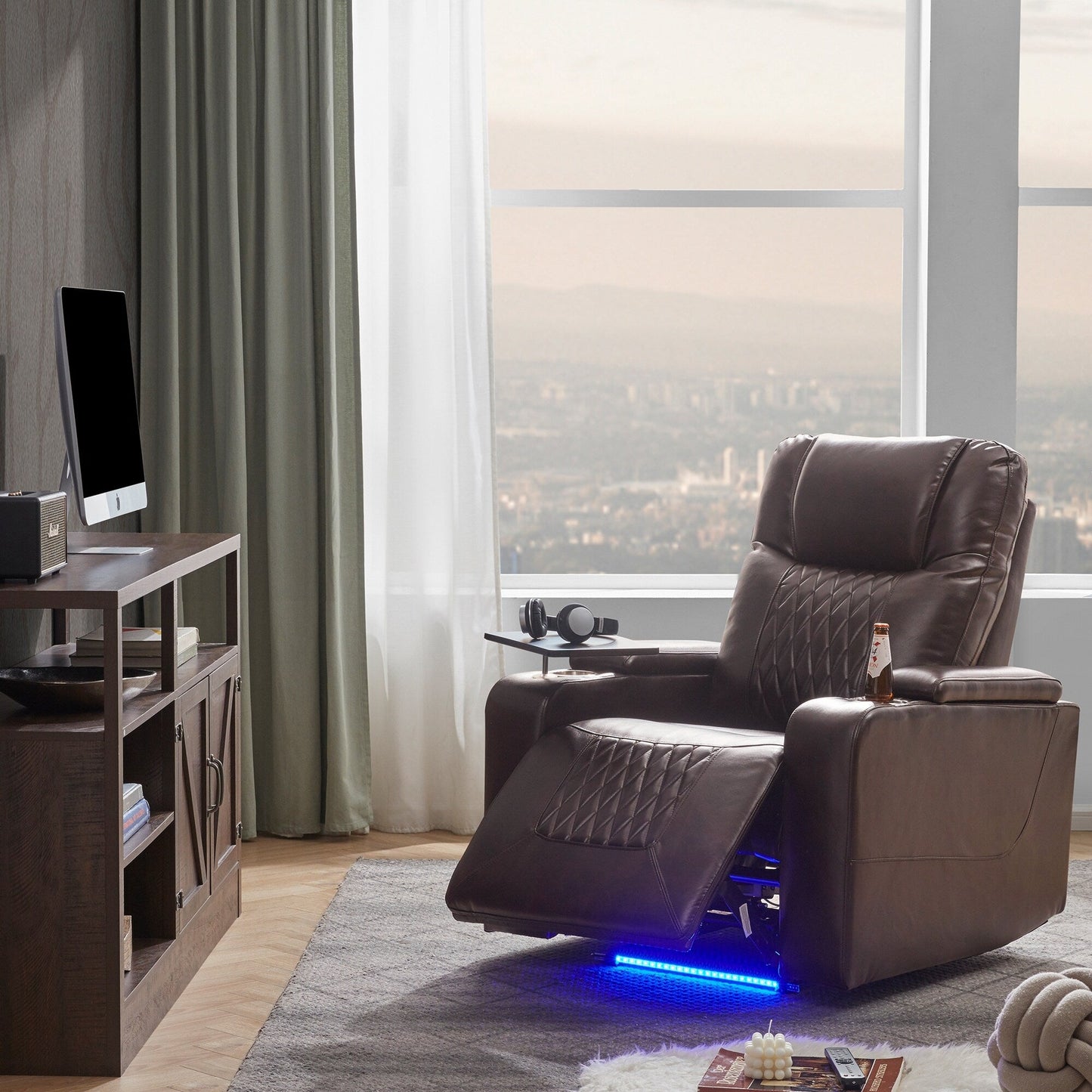 Electric Power Recliner with USB, Swivel Tray & Arm Storage