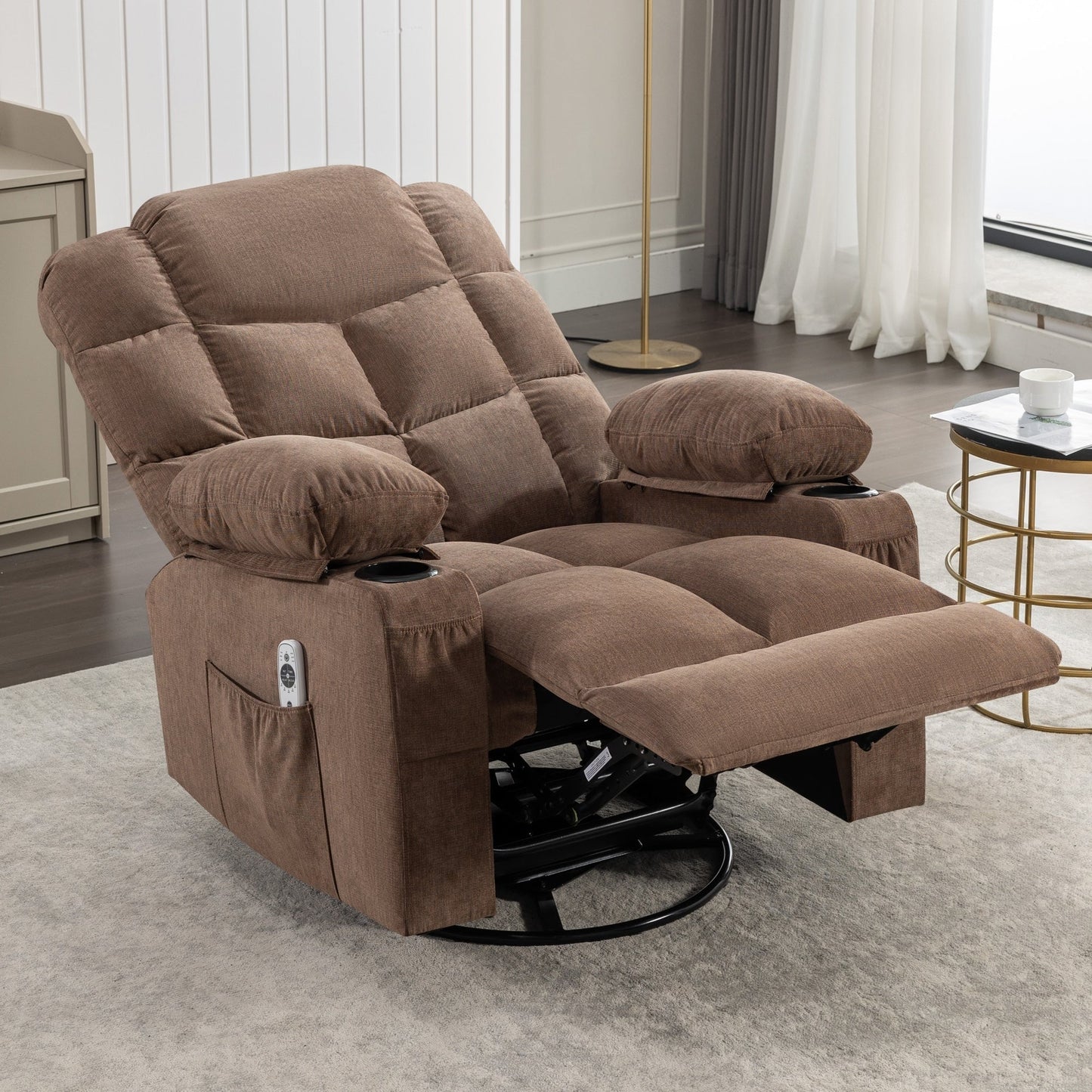 Electric Recliner Chair with 139° Adjustable Recline, 8-Point Massage & Lumbar Heat, Okin Motor, USB Charging, and Side Storage
