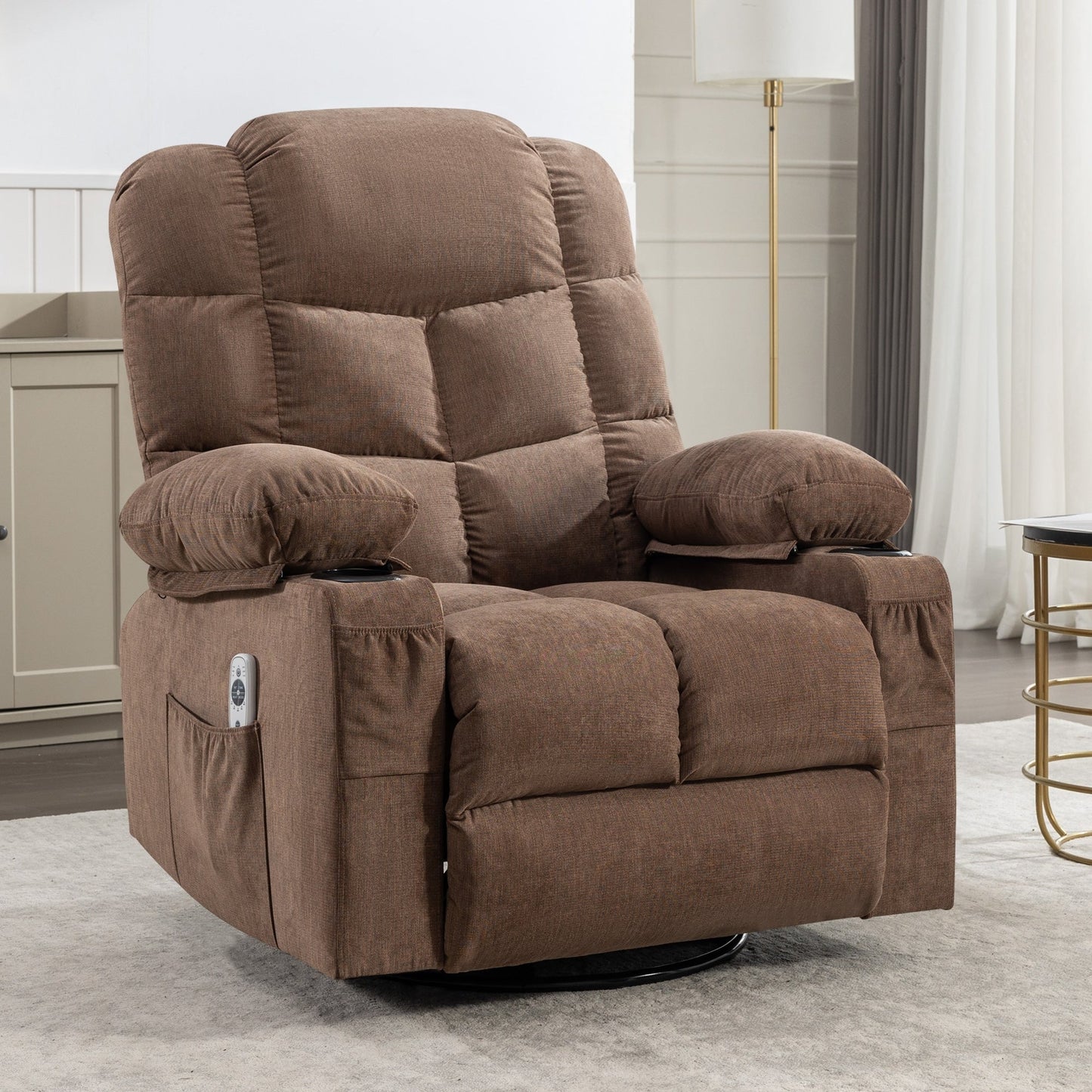 Electric Recliner Chair with 139° Adjustable Recline, 8-Point Massage & Lumbar Heat, Okin Motor, USB Charging, and Side Storage