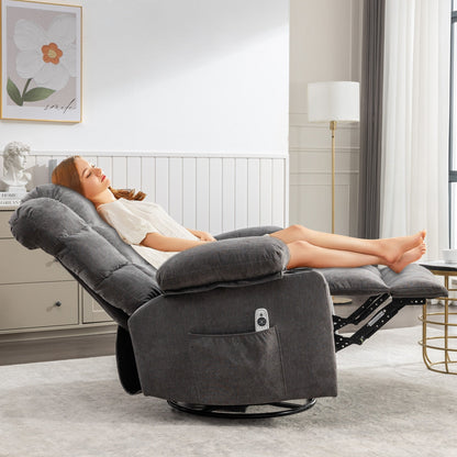 Electric Recliner Chair with 139° Adjustable Recline, 8-Point Massage & Lumbar Heat, Okin Motor, USB Charging, and Side Storage