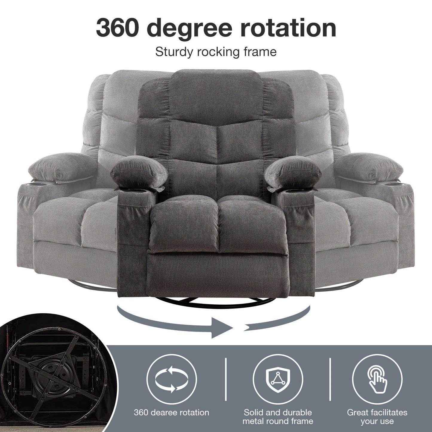 Electric Recliner Chair with 139° Adjustable Recline, 8-Point Massage & Lumbar Heat, Okin Motor, USB Charging, and Side Storage