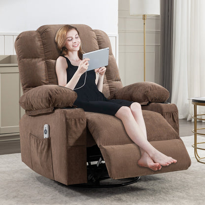 Electric Recliner Chair with 139° Adjustable Recline, 8-Point Massage & Lumbar Heat, Okin Motor, USB Charging, and Side Storage