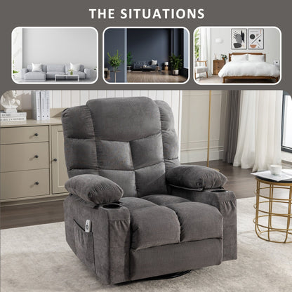 Electric Recliner Chair with 139° Adjustable Recline, 8-Point Massage & Lumbar Heat, Okin Motor, USB Charging, and Side Storage