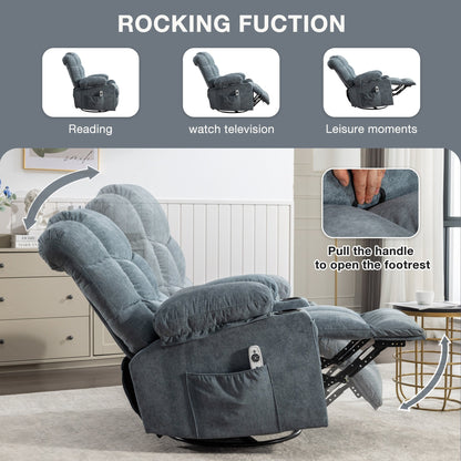 Electric Recliner Chair with 139° Adjustable Recline, 8-Point Massage & Lumbar Heat, Okin Motor, USB Charging, and Side Storage