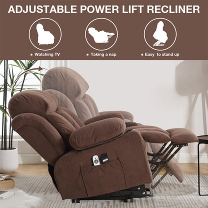 Electric Recliner Chair with Massage and Heat, USB Port, Cup Holders and Side Pockets, Adjustable Vibration Modes and Heating