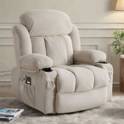 Electric Recliner Chair with Massage and Heat, USB Port, Cup Holders and Side Pockets, Adjustable Vibration Modes and Heating
