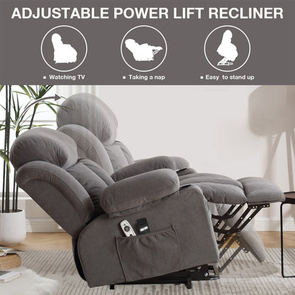 Electric Recliner Chair with Massage and Heat, USB Port, Cup Holders and Side Pockets, Adjustable Vibration Modes and Heating