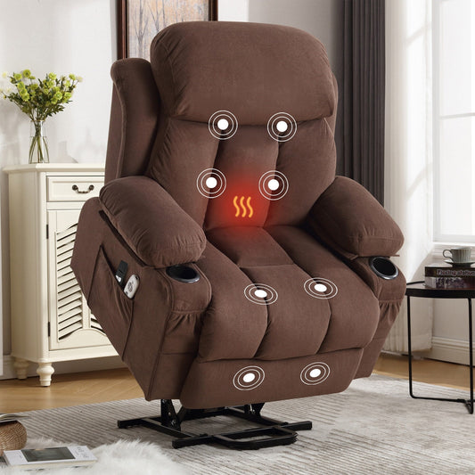 Electric Recliner Chair with Massage, Heat, USB & Cup Holders