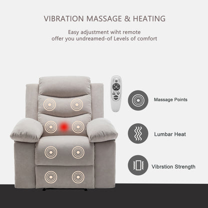 Electric Recliner Chair with Massage, Lumbar Heat & Steel Frame