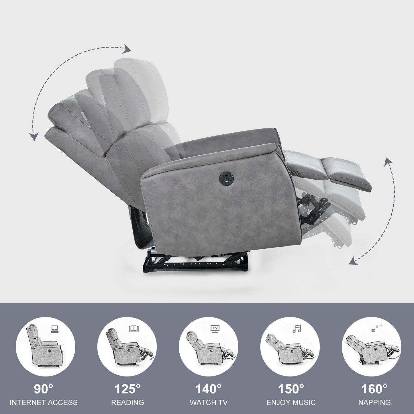 Electric Recliner Chair with USB Charging, Comfortable Seating, and Side Control Panel for Living Room Relaxation