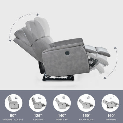 Electric Recliner Chair with USB Charging, Comfortable Seating, and Side Control Panel for Living Room Relaxation