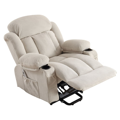 Electric Recliner Lift Chair with Heating, Massage, USB Port, Side Storage, and User-Friendly Remote Control