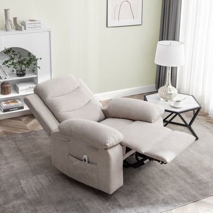 Electric Recliner with Massage, Lumbar Heating, Side Pocket and Steel Frame Support