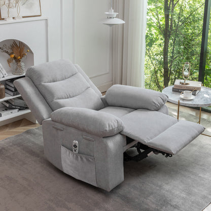 Electric Recliner with Massage, Lumbar Heating, Side Pocket and Steel Frame Support