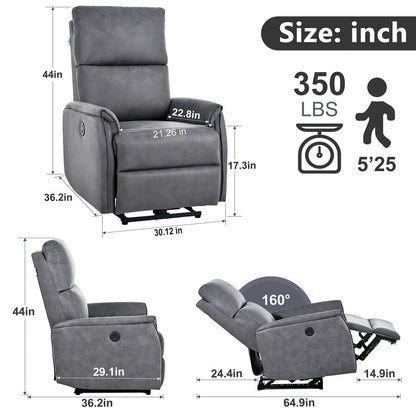 Electric Recliner with USB Charging Ports, Side Control Panel, and Comfortable Design for Living Room Use