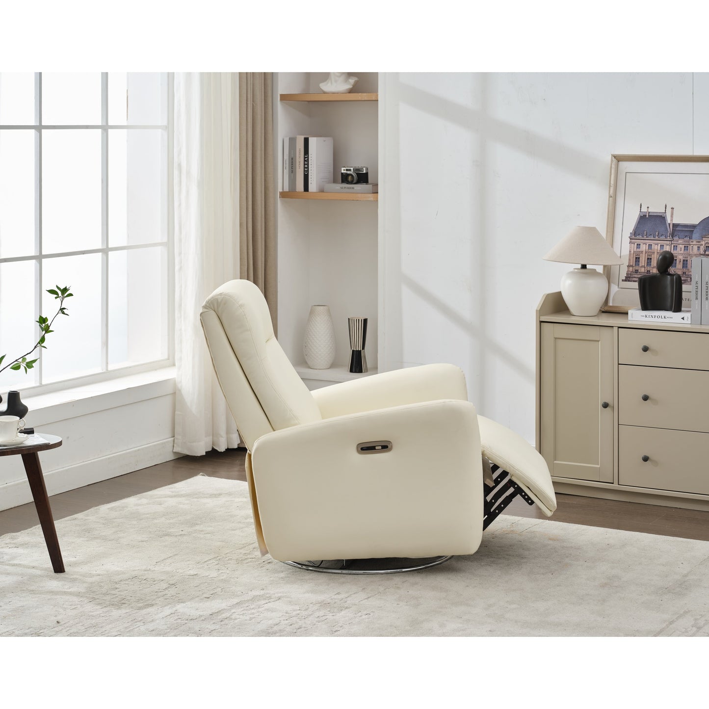 Electric Rocking Recliner, 270° Swivel Power Glider Chair with Button Control for Nursery, Bedroom or Living Room