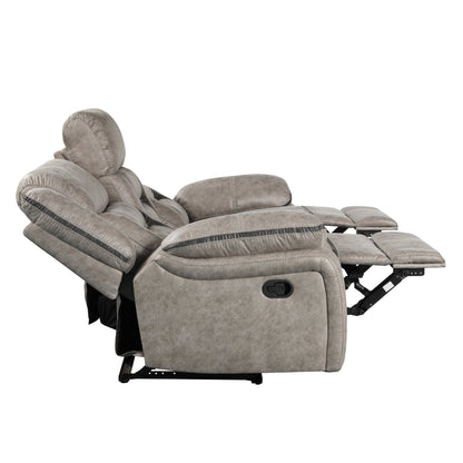 Roundhill Furniture Elkton Manual Motion Reclining Sofa with Storage Console