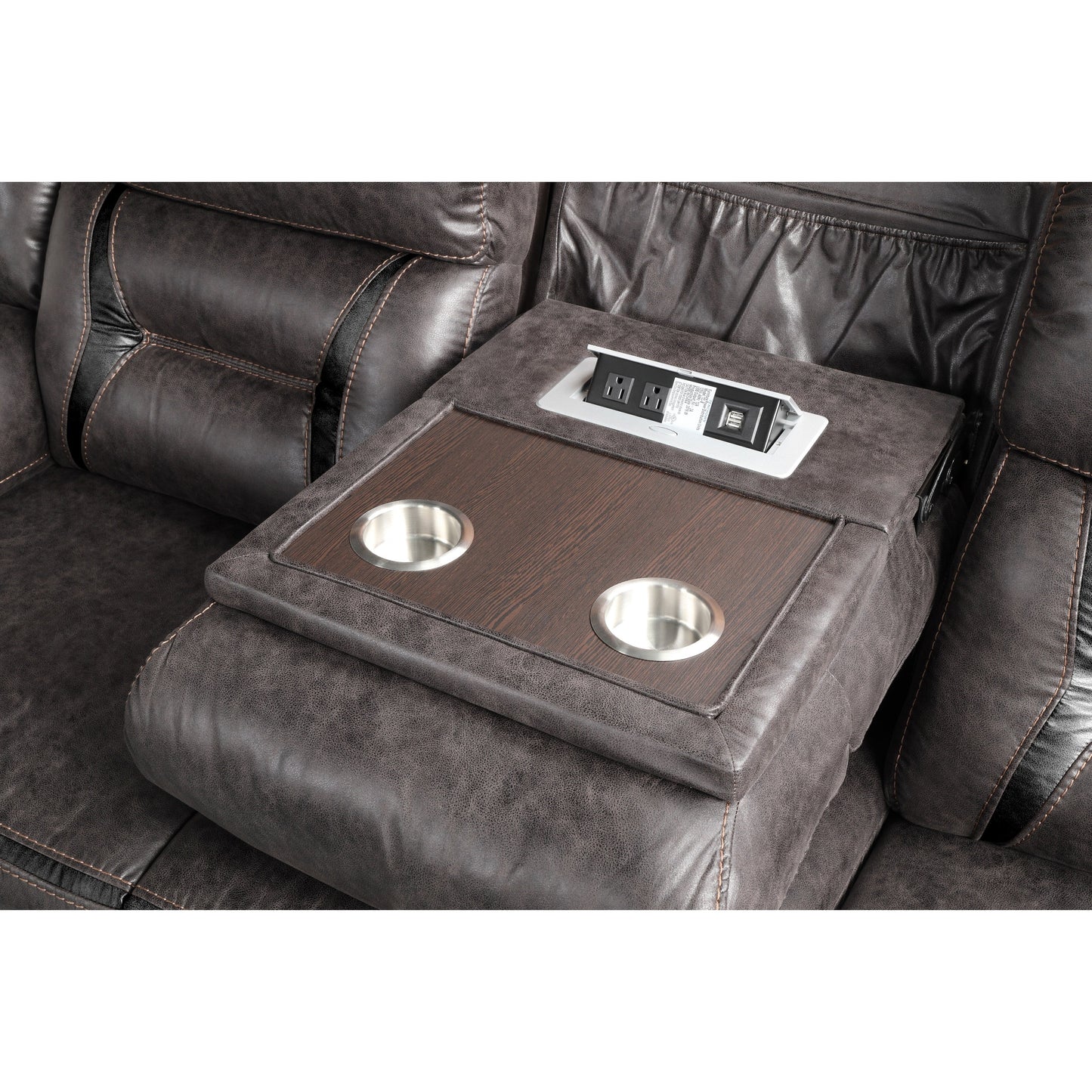 Roundhill Furniture Elkton Manual Motion Reclining Sofa with Storage Console