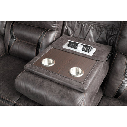 Roundhill Furniture Elkton Manual Motion Reclining Sofa with Storage Console