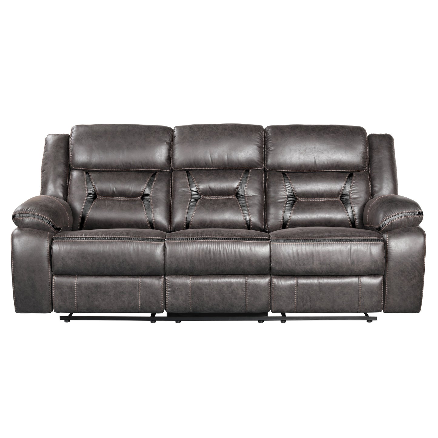 Roundhill Furniture Elkton Manual Motion Reclining Sofa with Storage Console