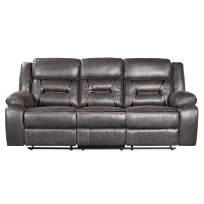 Roundhill Furniture Elkton Manual Motion Reclining Sofa with Storage Console