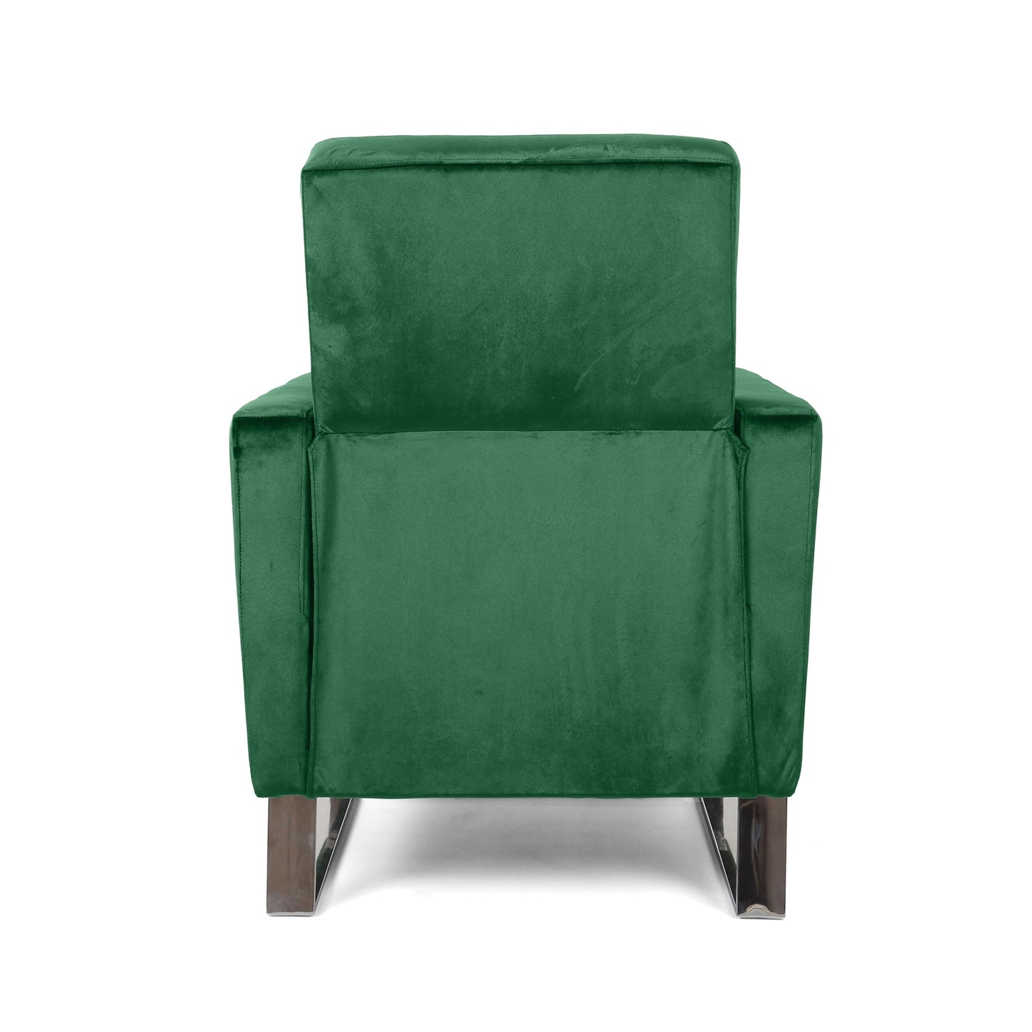 Emerald Modern Velvet Upholstered Push-Back Recliner with Footrest and Stainless Steel Legs