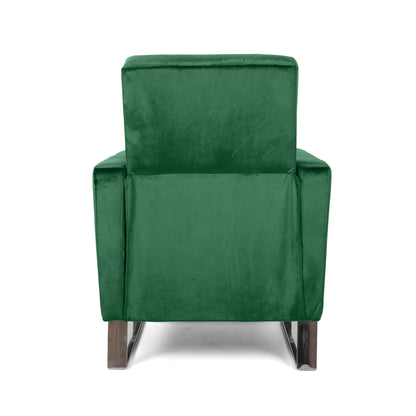 Emerald Modern Velvet Upholstered Push-Back Recliner with Footrest and Stainless Steel Legs