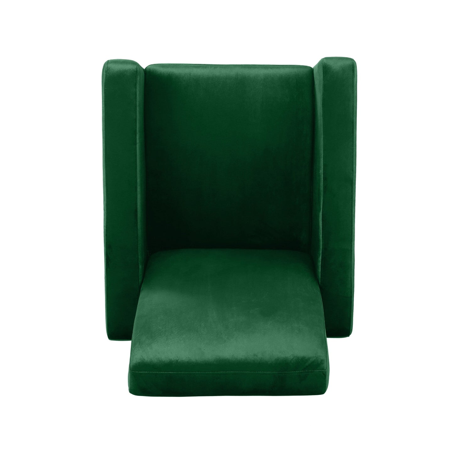 Emerald Modern Velvet Upholstered Push-Back Recliner with Footrest and Stainless Steel Legs