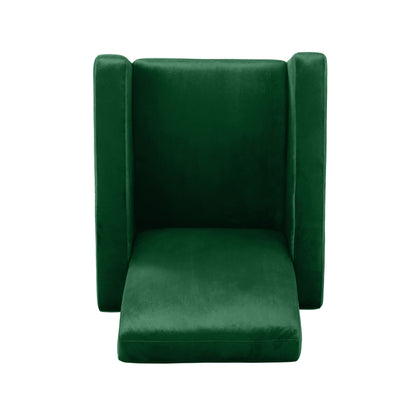 Emerald Modern Velvet Upholstered Push-Back Recliner with Footrest and Stainless Steel Legs