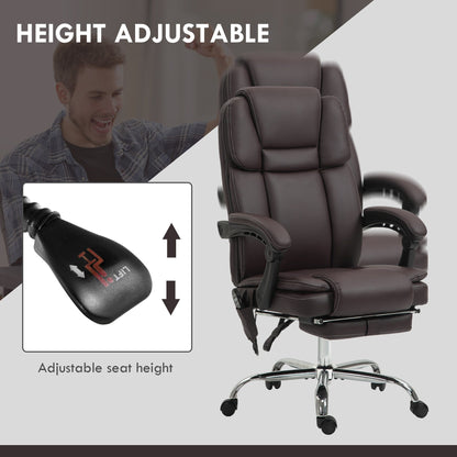 Ergonomic Massage Office Recliner Chair PU Leather Executive Desk Chair with Lumbar Heat, Footrest and Adjustable Height