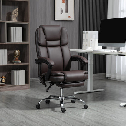Ergonomic Massage Office Recliner Chair PU Leather Executive Desk Chair with Lumbar Heat, Footrest and Adjustable Height