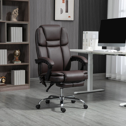 Ergonomic Massage Office Recliner Chair PU Leather Executive Desk Chair with Lumbar Heat, Footrest and Adjustable Height