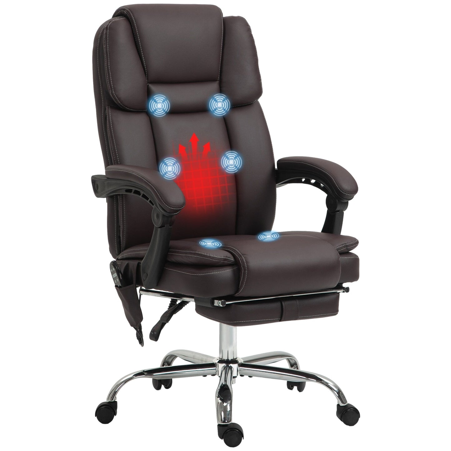 Ergonomic Massage Office Recliner Chair PU Leather Executive Desk Chair with Lumbar Heat, Footrest and Adjustable Height