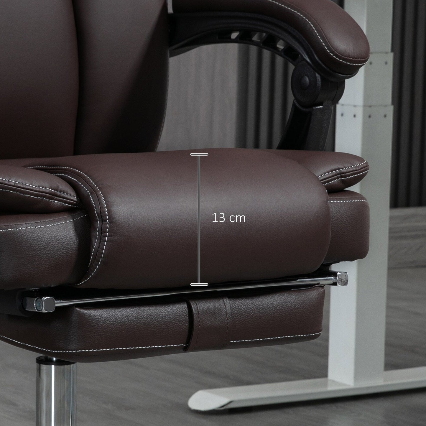 Ergonomic Massage Office Recliner Chair PU Leather Executive Desk Chair with Lumbar Heat, Footrest and Adjustable Height