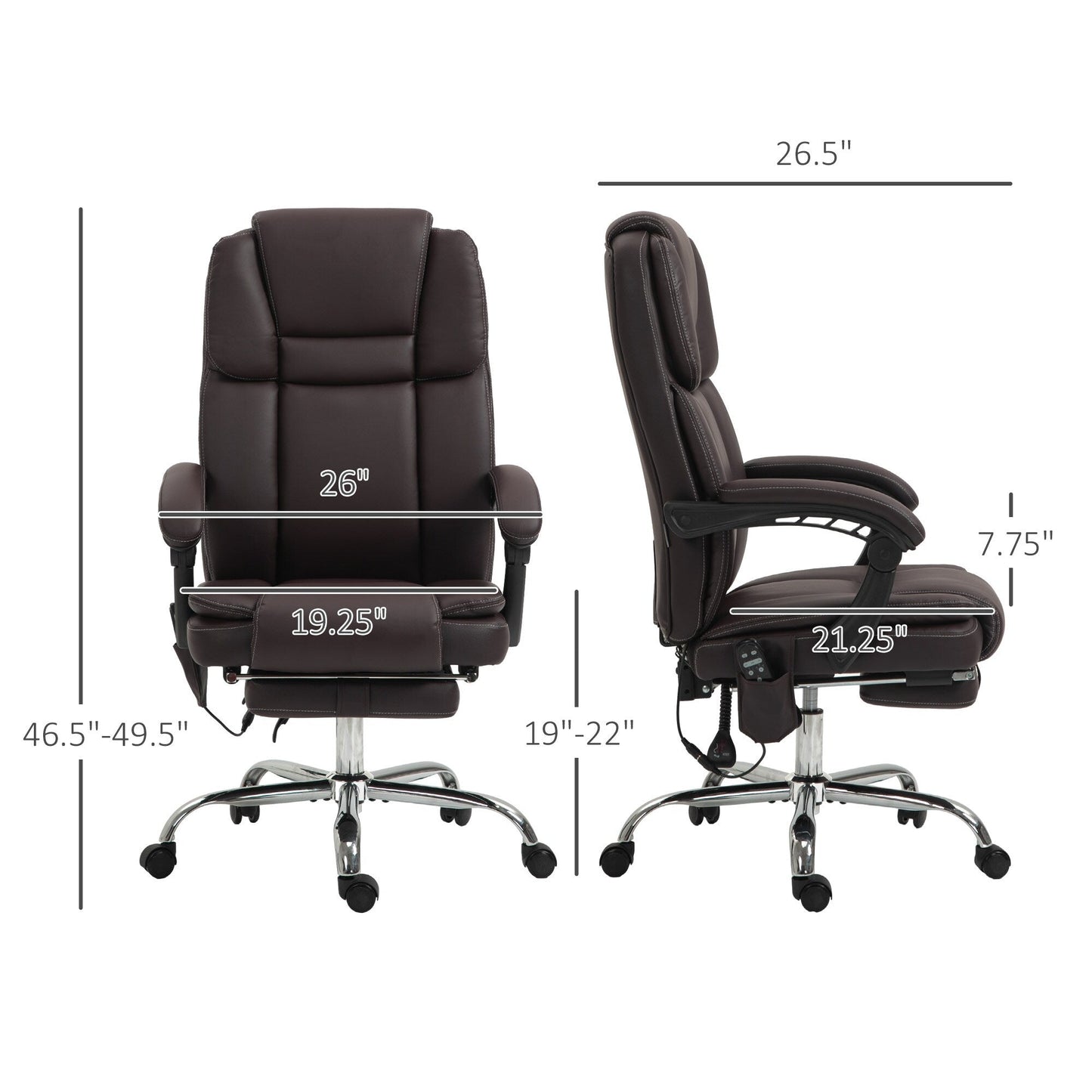 Ergonomic Massage Office Recliner Chair PU Leather Executive Desk Chair with Lumbar Heat, Footrest and Adjustable Height