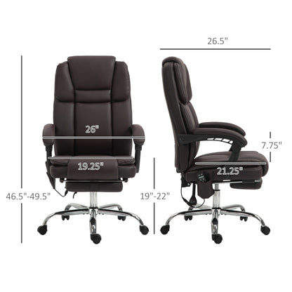 Ergonomic Massage Office Recliner Chair PU Leather Executive Desk Chair with Lumbar Heat, Footrest and Adjustable Height