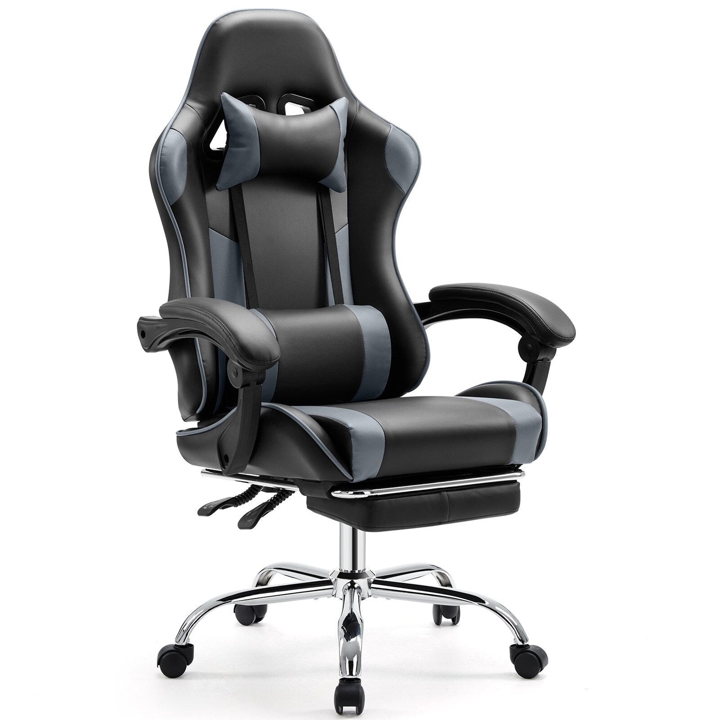 Ergonomic PU Leather 360Â° Swivel Gaming Recliner with Footrest, Headrest, Lumbar Support, Adjustable Height