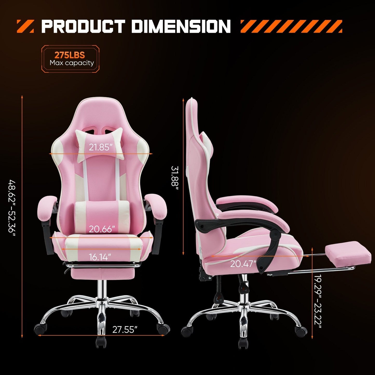 Ergonomic PU Leather 360Â° Swivel Gaming Recliner with Footrest, Headrest, Lumbar Support, Adjustable Height