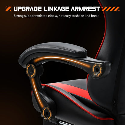 Ergonomic PU Leather 360Â° Swivel Gaming Recliner with Footrest, Headrest, Lumbar Support, Adjustable Height