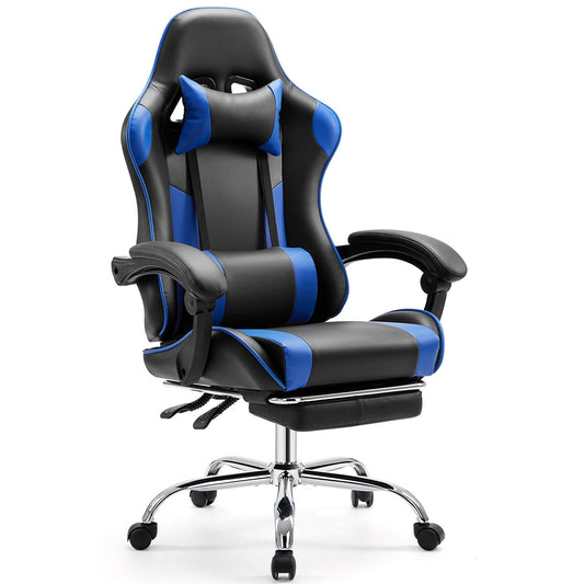 Ergonomic PU Leather 360Â° Swivel Gaming Recliner with Footrest, Headrest, Lumbar Support, Adjustable Height