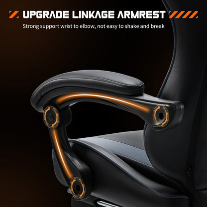 Ergonomic PU Leather 360Â° Swivel Gaming Recliner with Footrest, Headrest, Lumbar Support, Adjustable Height